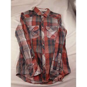 Womens BKE Red Plaid Button Up Shirt Size XS snaps